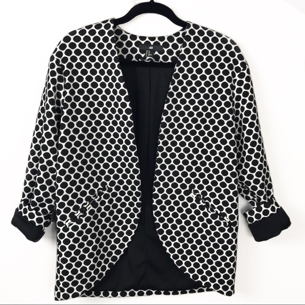 H&M black and white polka dot blazer